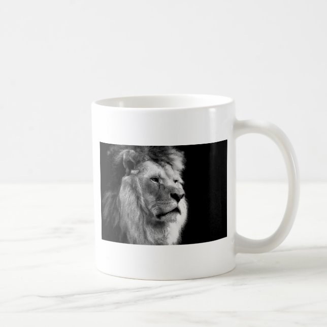 Black White Lion Coffee Mug (Right)