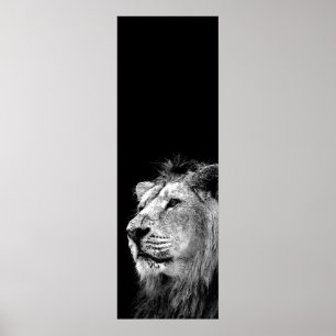 Black White Lion Door Poster - Animal Photography