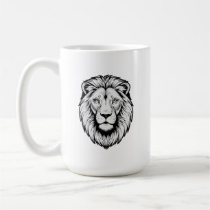 Black & White Lion Face Coffee Mug
