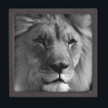 Black & White Lion Jewellery Box<br><div class="desc">Lion Digital Artwork - Lion Head Computer Animal Art  - Wild Big Cats Computer Images</div>