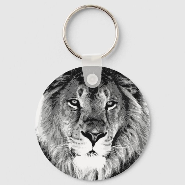 Black & White Lion Key Ring (Front)