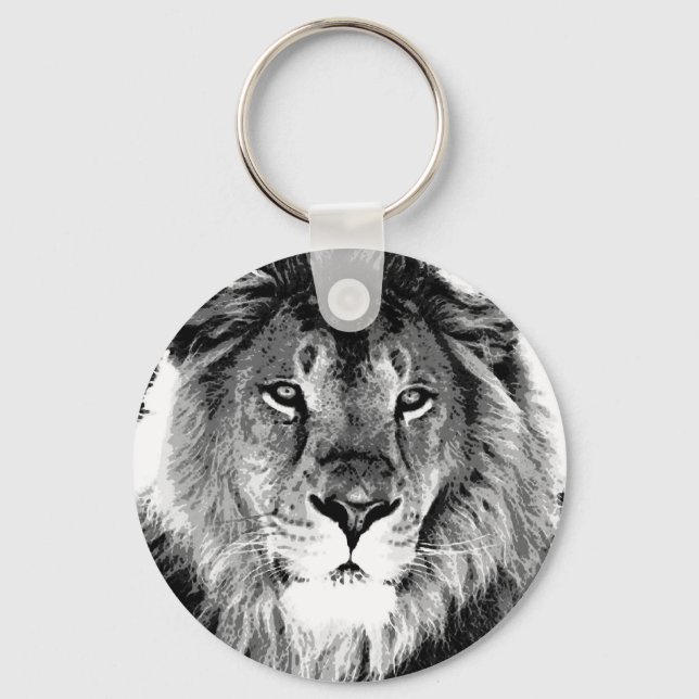 Black & White Lion Key Ring (Front)