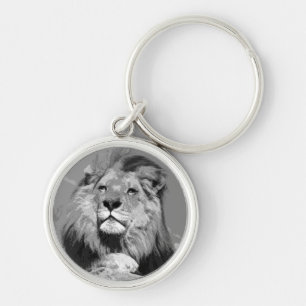 Black & White Lion Key Ring