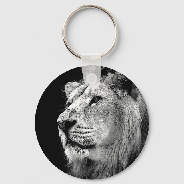Black & White Lion Key Ring (Front)