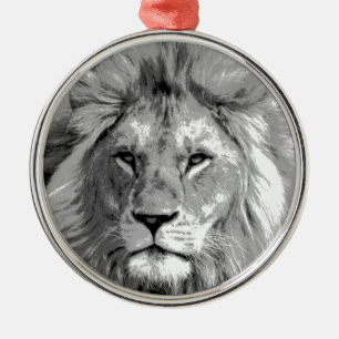 Black White Lion Metal Tree Decoration
