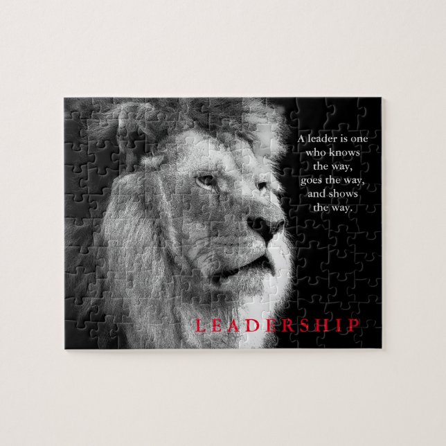 Black White Lion Motivational Leadership Quote Jigsaw Puzzle (Horizontal)