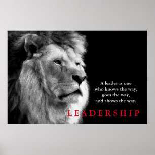 Black White Lion Motivational Leadership Quote Poster