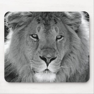 Black & White Lion Mouse Mat