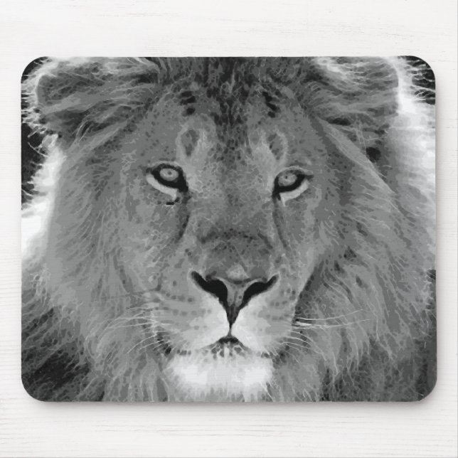 Black & White Lion Mouse Mat (Front)