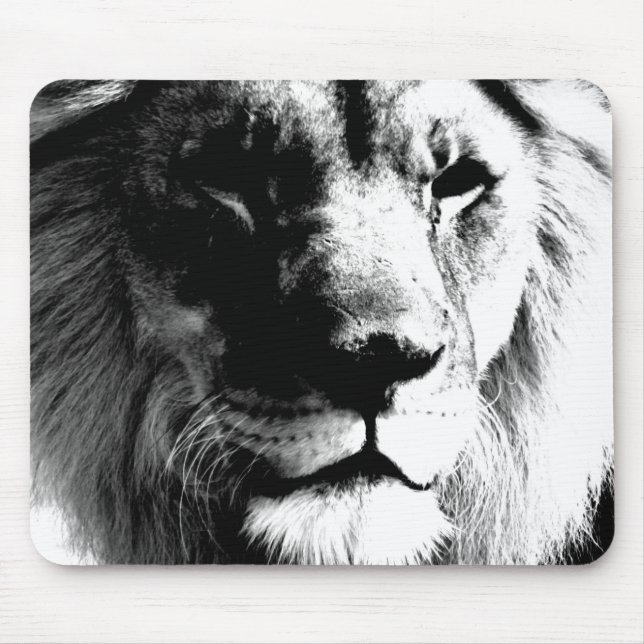 Black & White Lion Mouse Mat (Front)