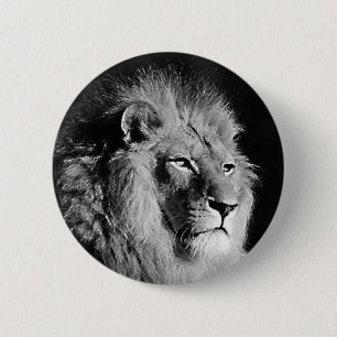Black & White Lion Photo 6 Cm Round Badge