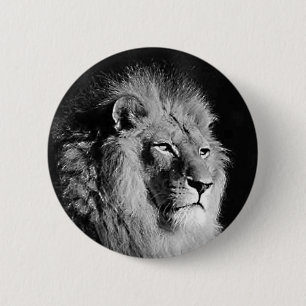 Black & White Lion Photo 6 Cm Round Badge