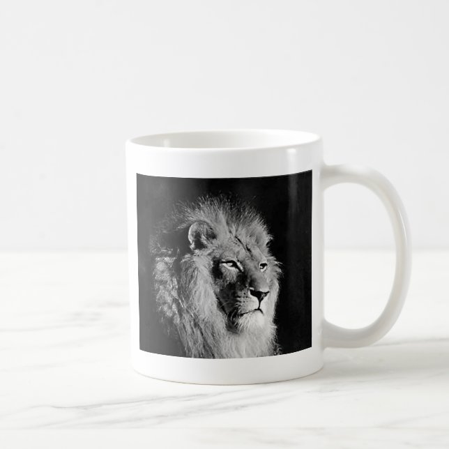 Black & White Lion Photo Coffee Mug (Right)