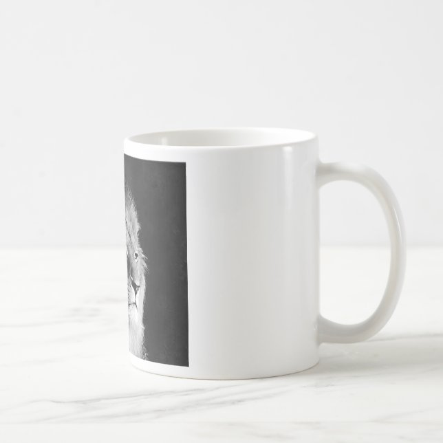 Black & White Lion Photo Coffee Mug (Right)