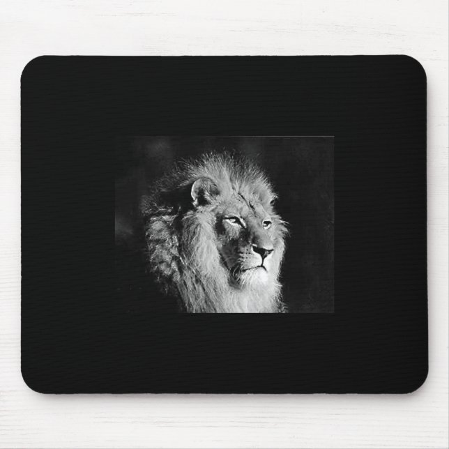 Black & White Lion Photo Mouse Mat (Front)
