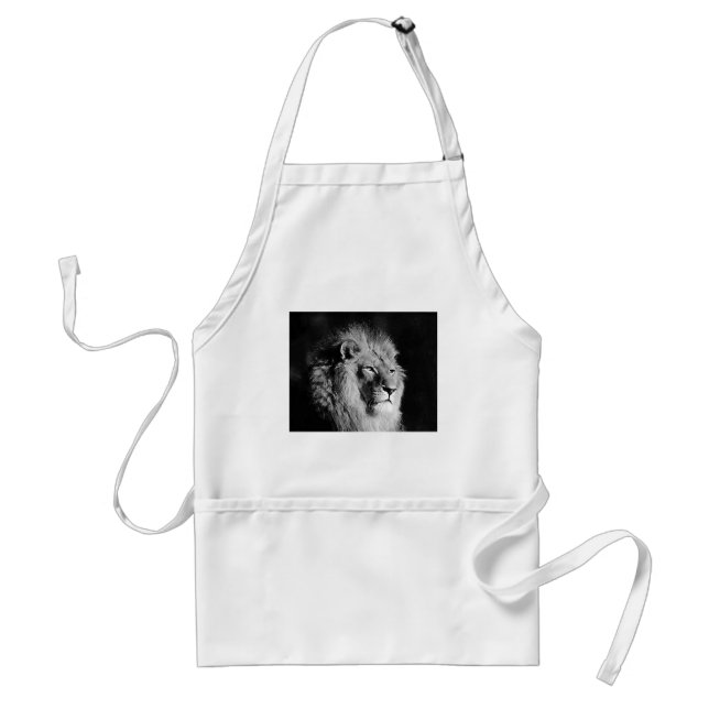 Black & White Lion Photo Standard Apron (Front)