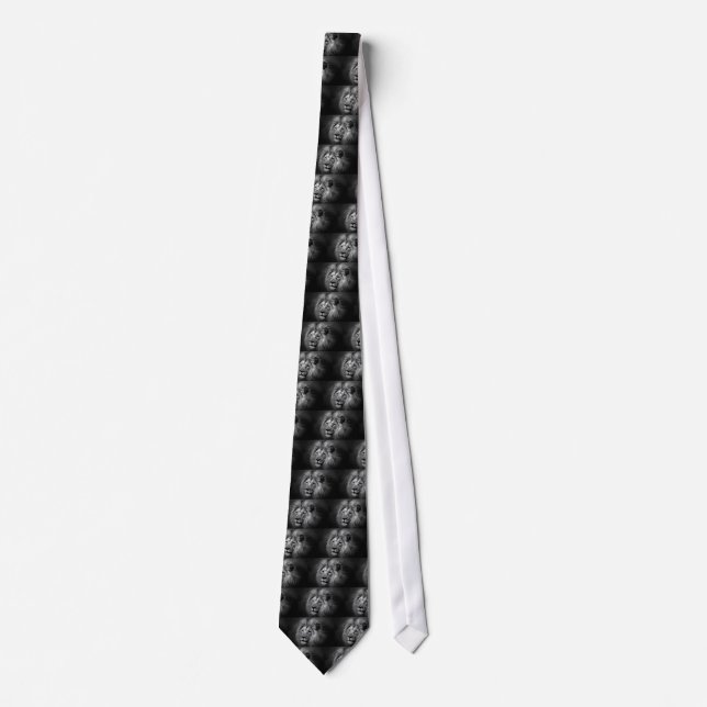 Black & White Lion Photo Tie (Front)