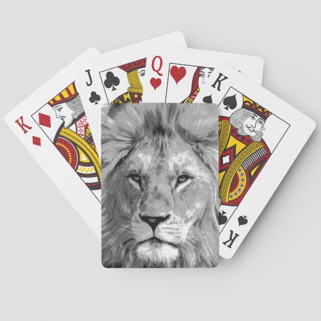 Black White Lion Playing Cards (Back)