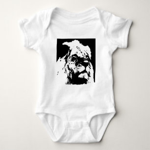 Black & white lion pop art baby bodysuit