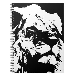 Black & white lion pop art notebook