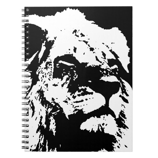 Black & white lion pop art notebook (Front)
