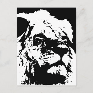 Black & white lion pop art postcard