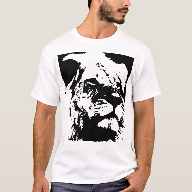 Black & white lion pop art T-Shirt (Front)