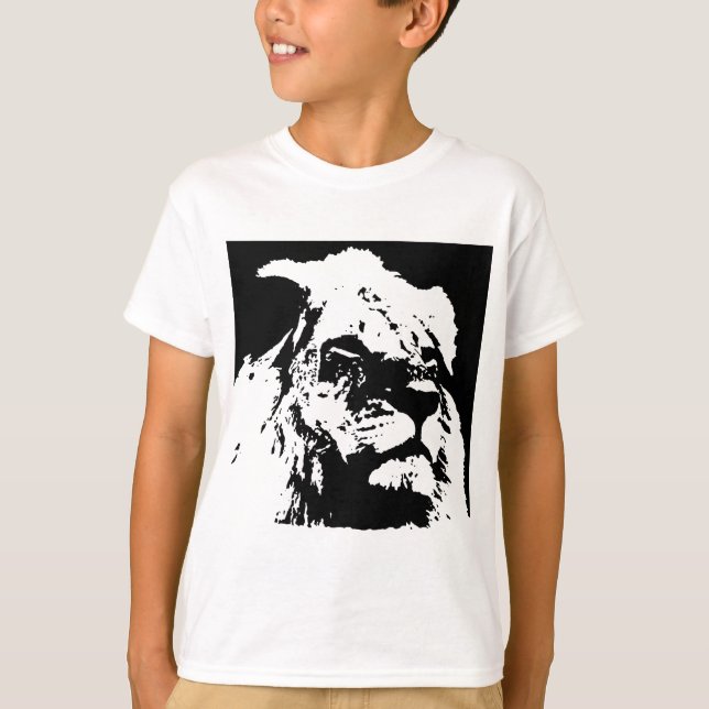 Black & white lion pop art T-Shirt (Front)