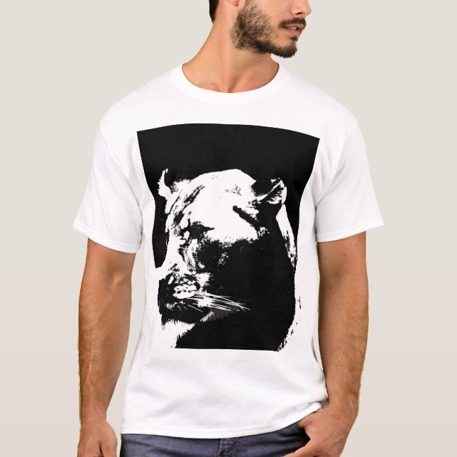 Black & white lion pop art T-Shirt (Front)