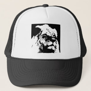 Black & white lion pop art trucker hat