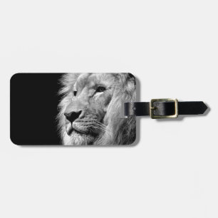 Black White Lion Portrait - Animal Photography Luggage Tag