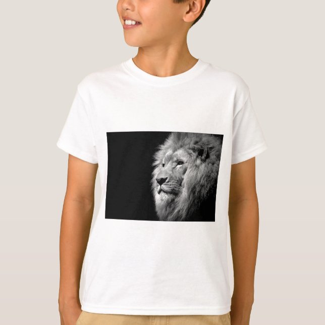 Black White Lion Portrait - Animal Photography T-Shirt (Front)