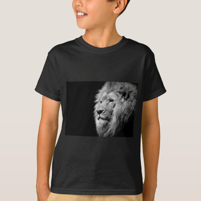 Black White Lion Portrait - Animal Photography T-Shirt (Front)