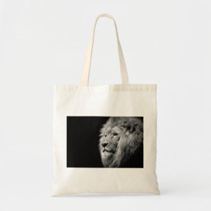 Black White Lion Portrait - Animal Photography Tote Bag