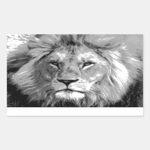 Black White Lion Rectangular Sticker