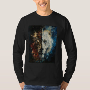 Black White Lion Space Stars Moon King of The Jung T-Shirt
