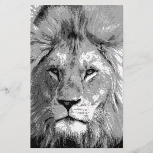 Black White Lion Stationery (Front)