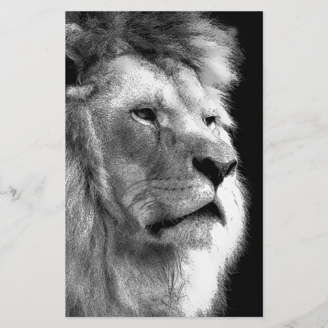 Black White Lion Stationery (Front)