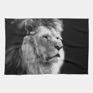 Black White Lion Tea Towel