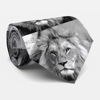 Black White Lion Tie