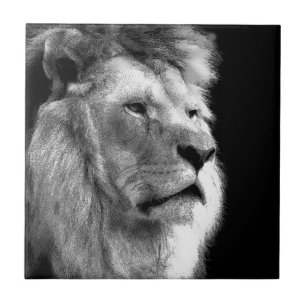 Black White Lion Tile