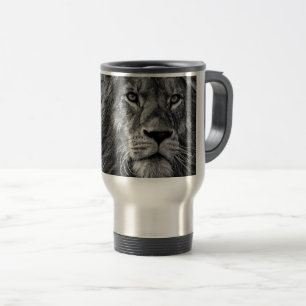 Black & White Lion Travel Mug