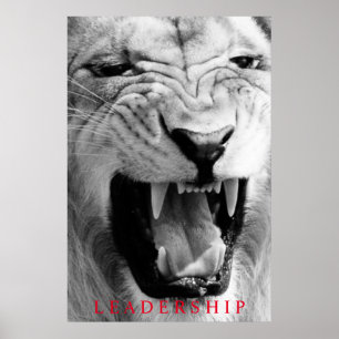 Black & White Lion Unique Motivational Leadership Poster
