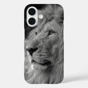 Black & White Lion - Wild Animal iPhone 16 Case
