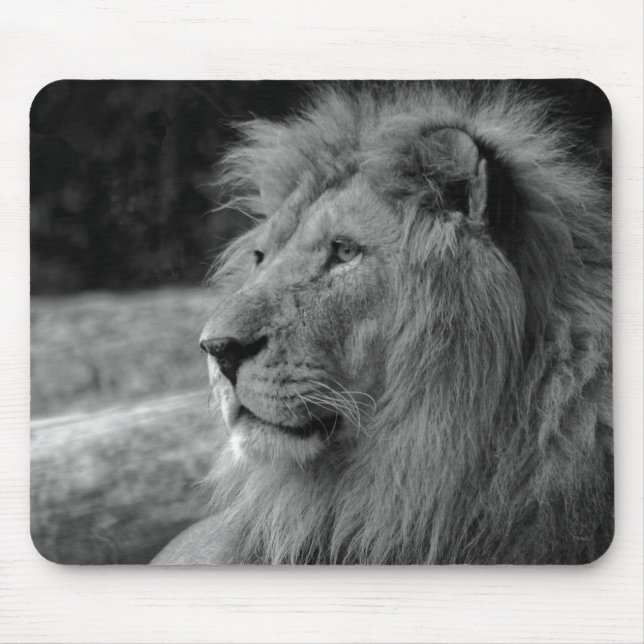 Black & White Lion - Wild Animal Mouse Mat (Front)