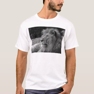 Black & White Lion - Wild Animal T-Shirt