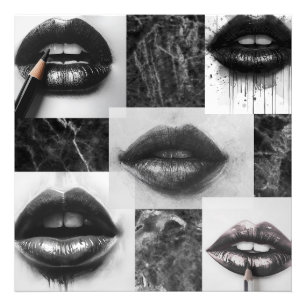 Black & White Lips Collage Photo Enlargement