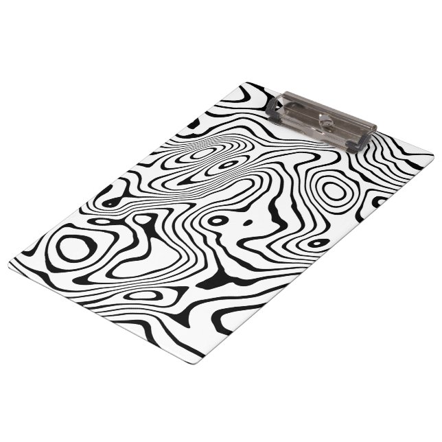 Black White liquid swirl Abstract Design Clipboard (Angled)