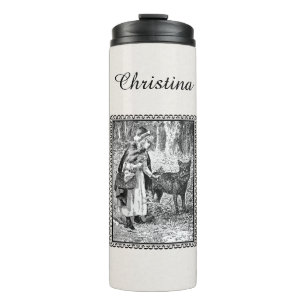 Black White Little Red Riding Hood Basket Wolf Thermal Tumbler