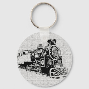 Black & White Locomotive Key Ring